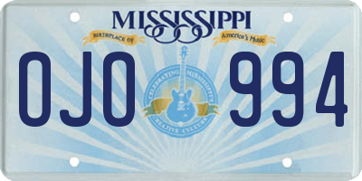 MS license plate OJO994