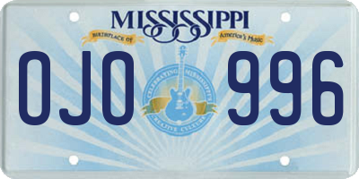 MS license plate OJO996
