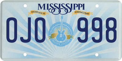 MS license plate OJO998