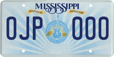 MS license plate OJP000