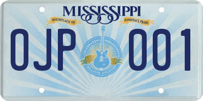 MS license plate OJP001