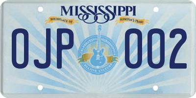 MS license plate OJP002
