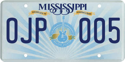 MS license plate OJP005