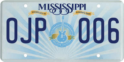MS license plate OJP006