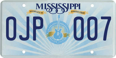 MS license plate OJP007