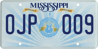 MS license plate OJP009
