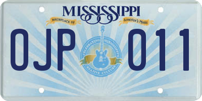 MS license plate OJP011