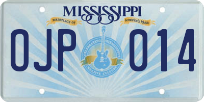 MS license plate OJP014