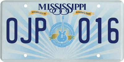 MS license plate OJP016