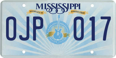 MS license plate OJP017