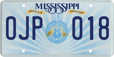 MS license plate OJP018