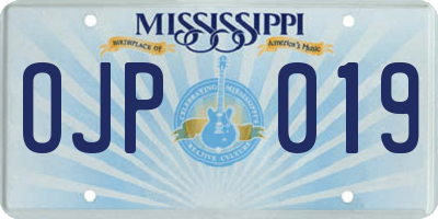 MS license plate OJP019