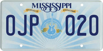 MS license plate OJP020