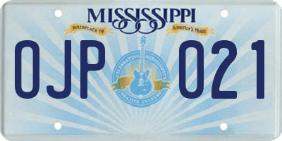 MS license plate OJP021