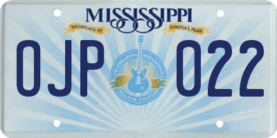 MS license plate OJP022