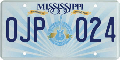 MS license plate OJP024