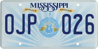 MS license plate OJP026