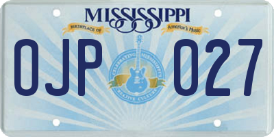 MS license plate OJP027