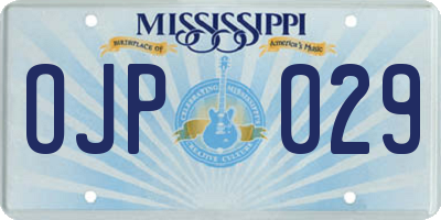 MS license plate OJP029