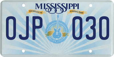 MS license plate OJP030