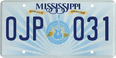 MS license plate OJP031