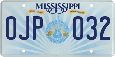 MS license plate OJP032