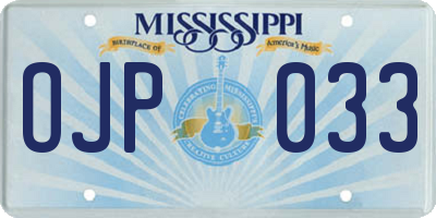 MS license plate OJP033