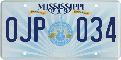 MS license plate OJP034