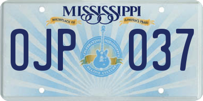 MS license plate OJP037