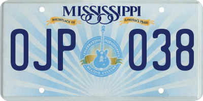 MS license plate OJP038
