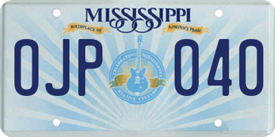 MS license plate OJP040