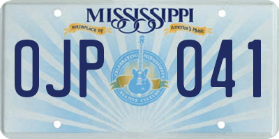 MS license plate OJP041