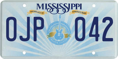 MS license plate OJP042