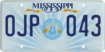 MS license plate OJP043