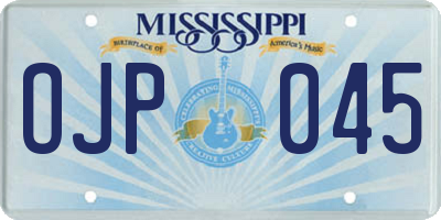 MS license plate OJP045