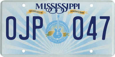 MS license plate OJP047