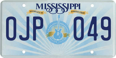 MS license plate OJP049