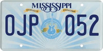 MS license plate OJP052