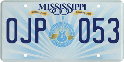 MS license plate OJP053
