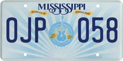 MS license plate OJP058