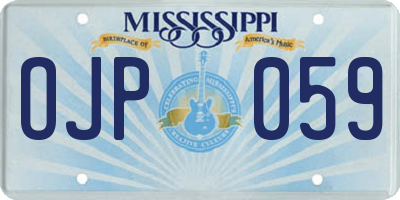 MS license plate OJP059