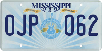 MS license plate OJP062