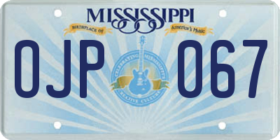 MS license plate OJP067