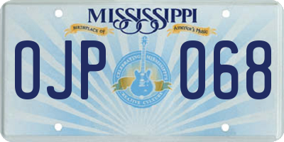 MS license plate OJP068
