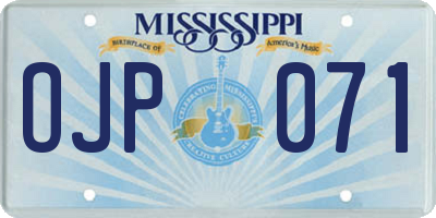 MS license plate OJP071