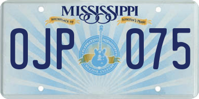 MS license plate OJP075