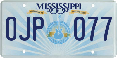 MS license plate OJP077