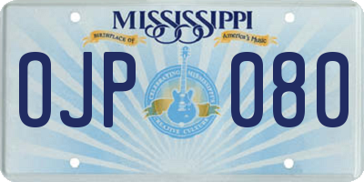 MS license plate OJP080