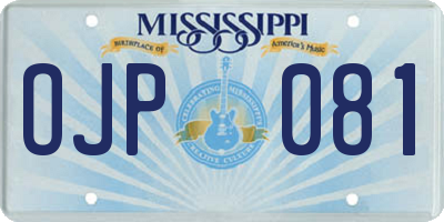 MS license plate OJP081