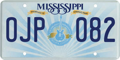 MS license plate OJP082